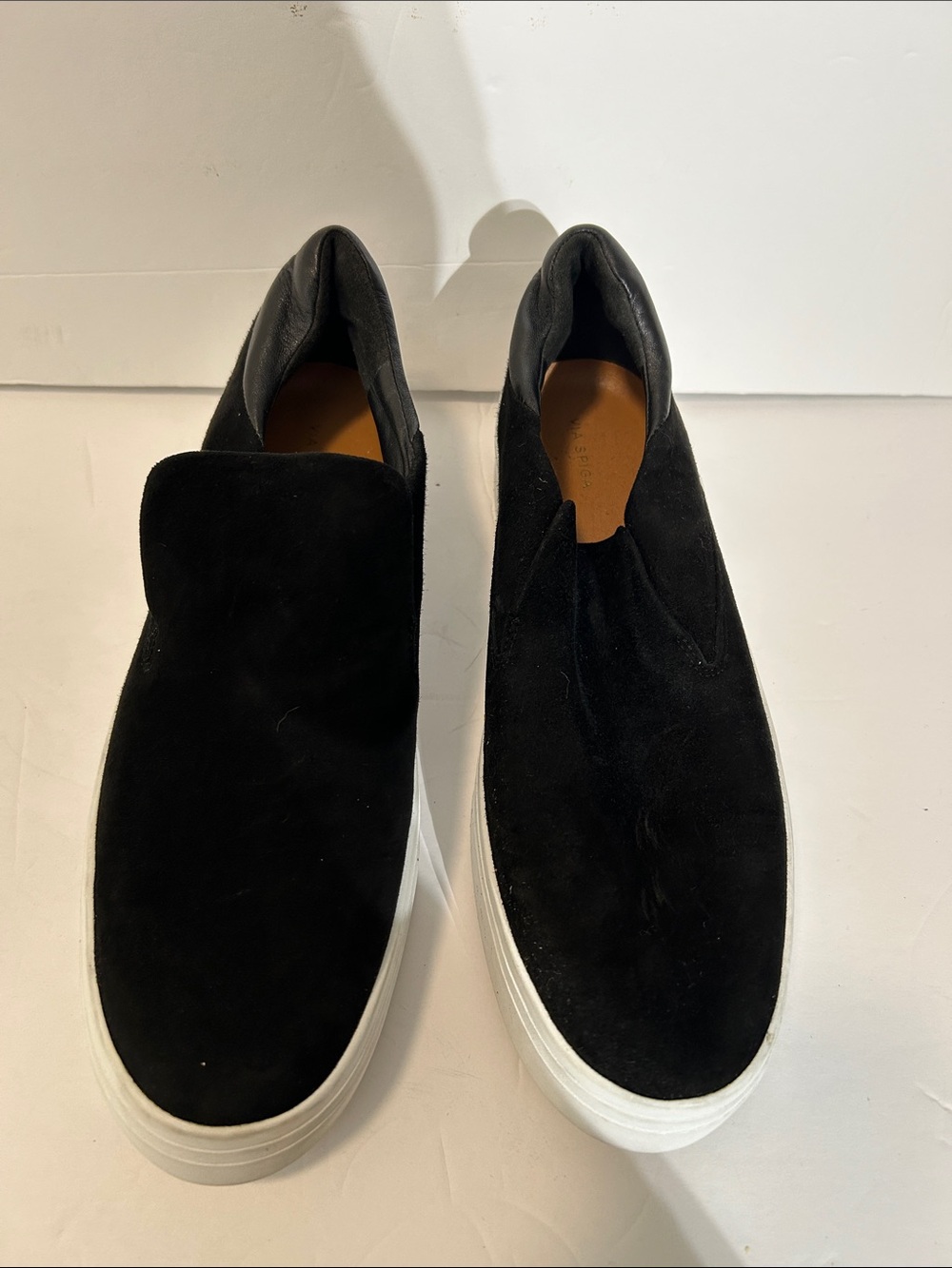 Via Spiga Black Suede Slip-On Sneakers Women’s Size 8